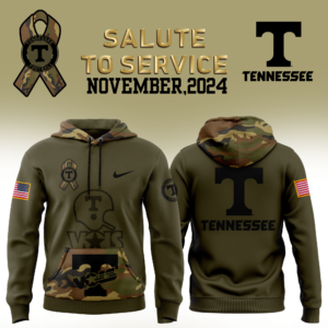 Tennessee Volunteers football Nike Camo 2024 Salute to Service Club Fleece Pullover Hoodie