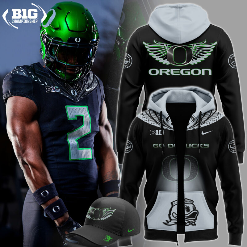 Unisex's Nike Pro Oregon Football NCAA 2024 Big Ten Championship Game Premium Limited Pullover Zip Hoodie