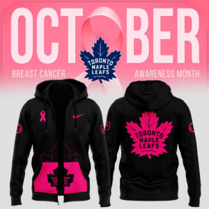 Unisex Nike Pro Toronto Maple Leafs 2024 NHL Breast Cancer Awareness Month Zip Hoodie