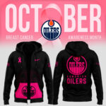 Unisex Nike Pro Edmonton Oilers 2024 NHL Breast Cancer Awareness Month Zip Hoodie