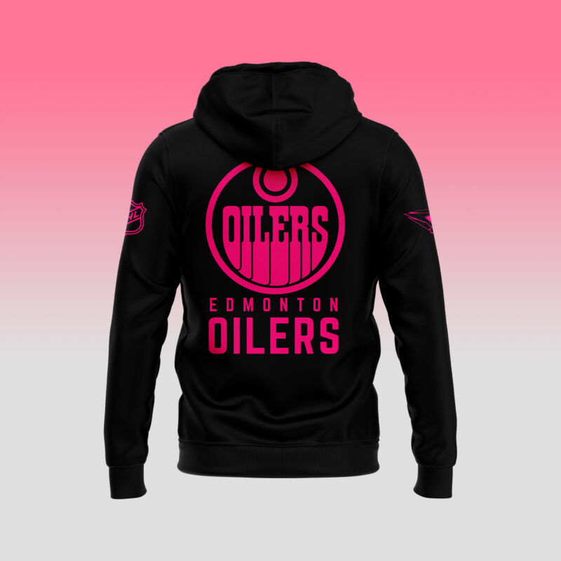 Unisex Nike Pro Edmonton Oilers 2024 NHL Breast Cancer Awareness Month Zip Hoodie - Image 3