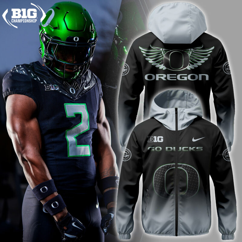 Oregon Football 2024 Big Ten Championship Game Premium Limited Pullover Wind Jacket