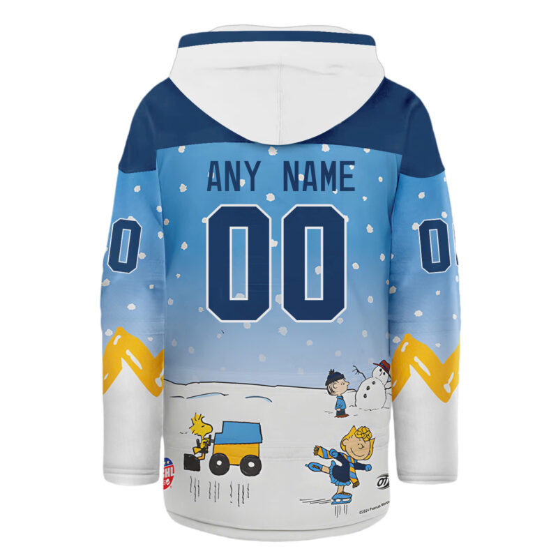 Toledo Walleye x Peanuts Night Limited Edition Custom Lace up Hoodie - Image 3