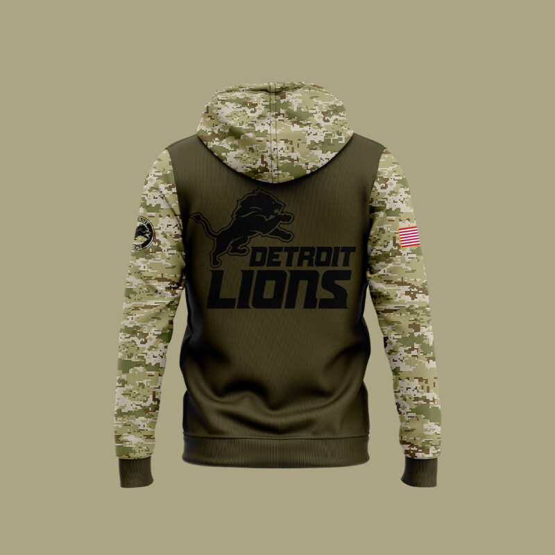 Men's Detroit Lions Nike Camo 2024 Salute to Service Club Fleece Pullover Hoodie V2 - Image 3