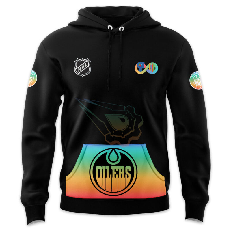 Men’s Edmonton Oilers 2024 NHL Health on Autism Awareness Month Hoodie - Image 2