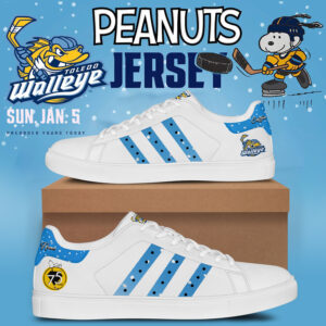 Toledo Walleye x 2024 Peanuts Night Limited Edition Stan Smith Shoes