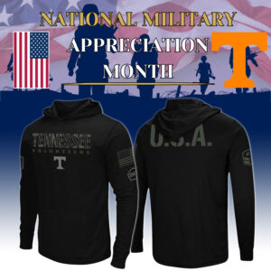 Men's Colosseum Black Tennessee Volunteers 2024 Military Appreciation Pullover Hoodie