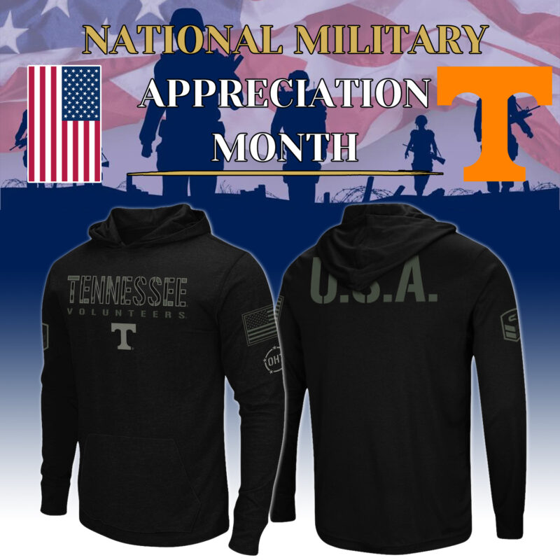 Men's Colosseum Black Tennessee Volunteers 2024 Military Appreciation Pullover Hoodie