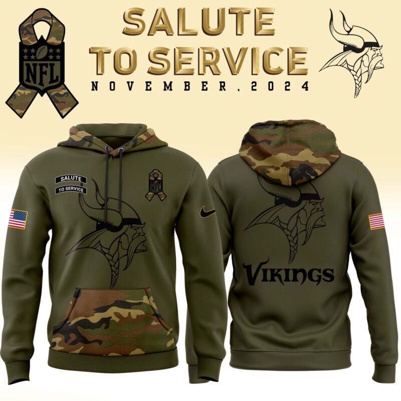 Men’s Minnesota Vikings Nike Camo 2024 Salute to Service Club Fleece Pullover Hoodie V3