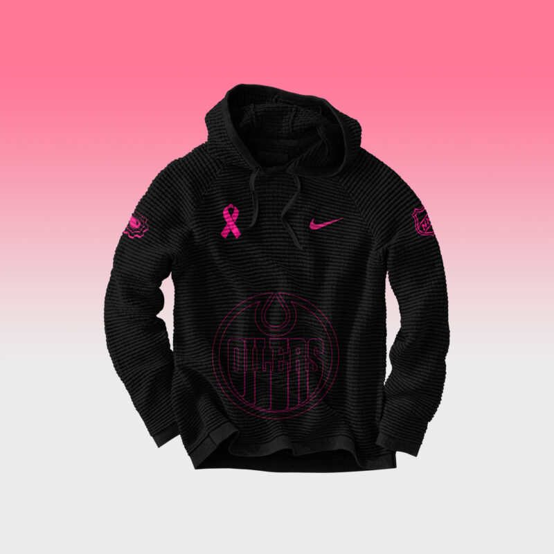 Unisex Nike Edmonton Oilers 2024 NHL Breast Cancer Awareness Month Waffle Hoodie - Image 3