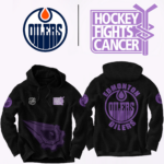 Unisex Edmonton Oilers 2024 Hockey Fights Cancer Hoodie