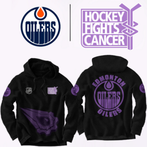 Unisex Edmonton Oilers 2024 Hockey Fights Cancer Hoodie