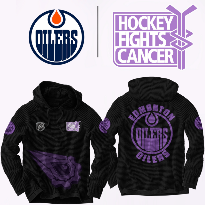 Unisex Edmonton Oilers 2024 Hockey Fights Cancer Hoodie