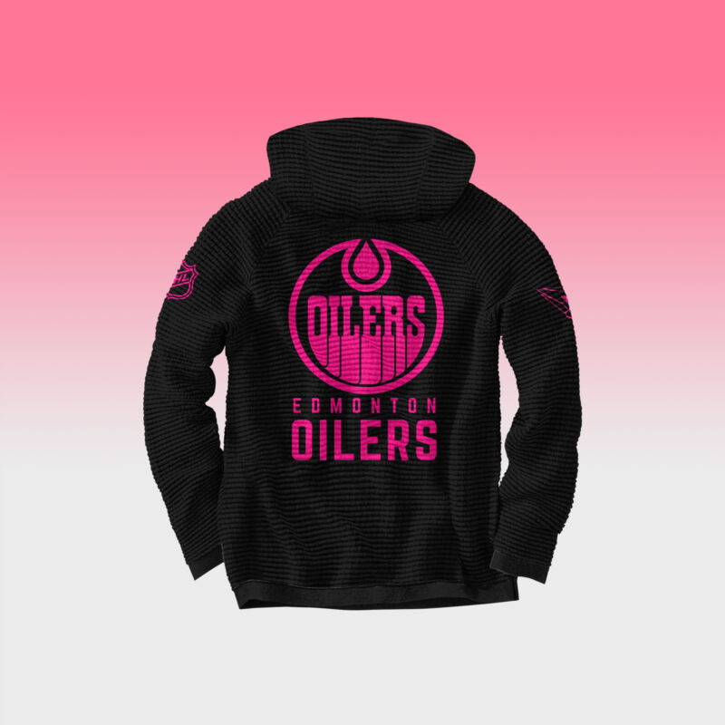 Unisex Nike Edmonton Oilers 2024 NHL Breast Cancer Awareness Month Waffle Hoodie - Image 2