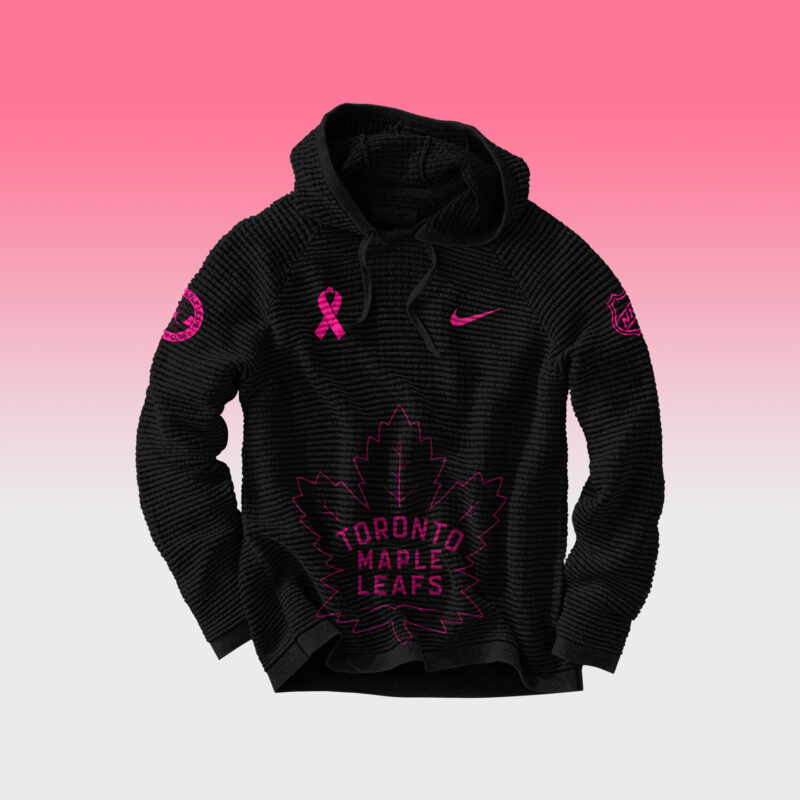 Unisex Nike Toronto Maple Leafs 2024 NHL Breast Cancer Awareness Month Waffle Hoodie - Image 2