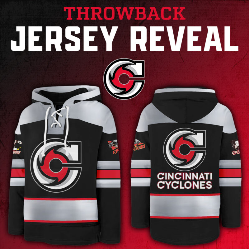 Cincinnati Cyclones x Throwback Night 2024 Limited Edition Lace up Hoodie