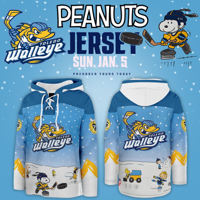 Toledo Walleye x Peanuts Night Limited Edition Lace up Hoodie