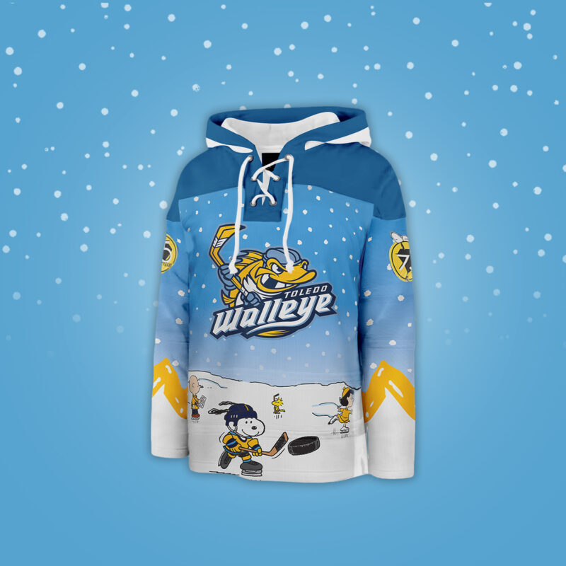 Toledo Walleye x Peanuts Night Limited Edition Lace up Hoodie - Image 2