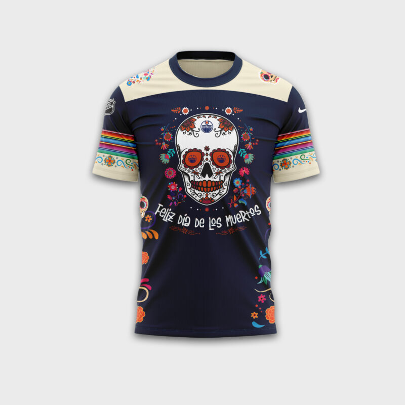 Edmonton Oilers 2024 NHL Dia De Los Muertos Premium Limited Tee - Image 2