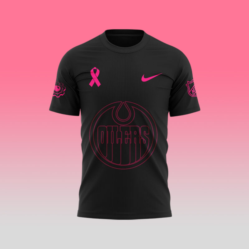 Unisex Nike Pro Edmonton Oilers 2024 NHL Breast Cancer Awareness Month Premium Tee - Image 2