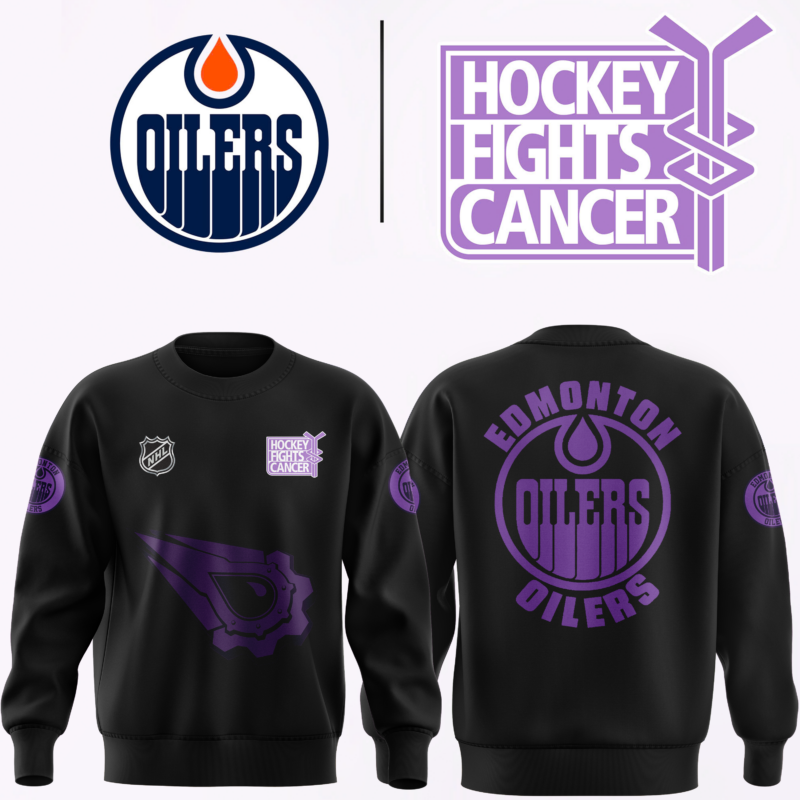 Unisex Edmonton Oilers 2024 Hockey Fights Cancer Sweatshirt