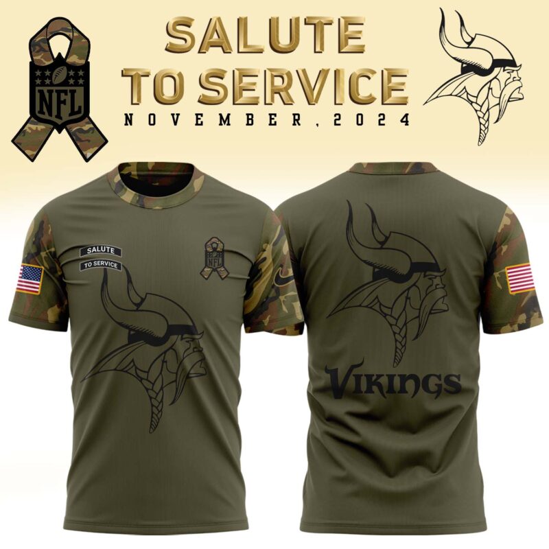 Men’s Minnesota Vikings Nike Camo 2024 Salute to Service Tee
