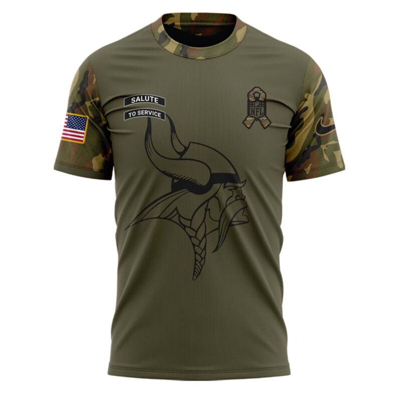 Men’s Minnesota Vikings Nike Camo 2024 Salute to Service Tee - Image 2