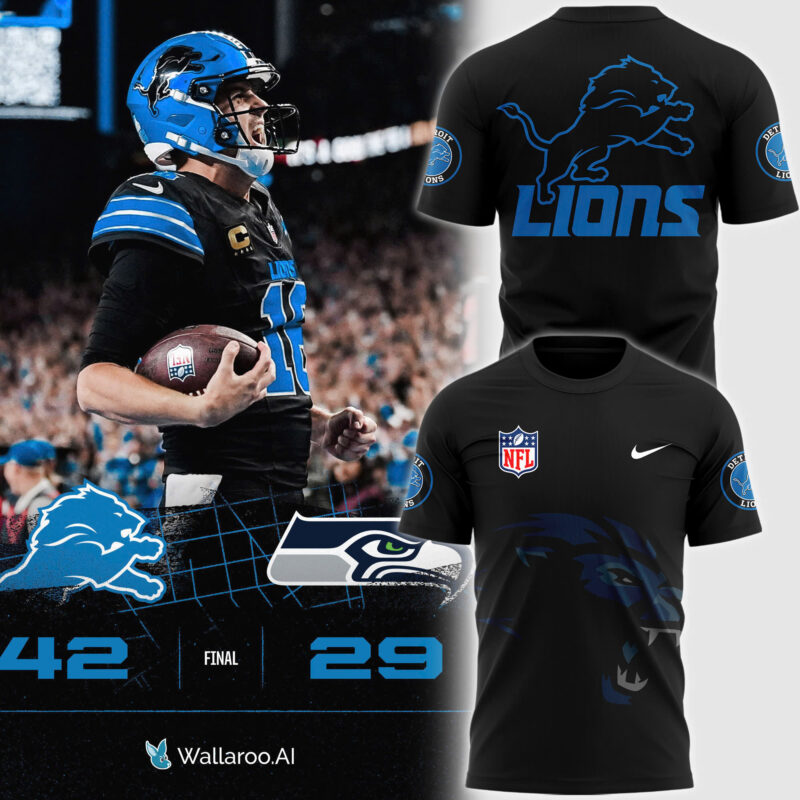 Men's Pro Standard Black Detroit Lions Mash Up T-Shirt