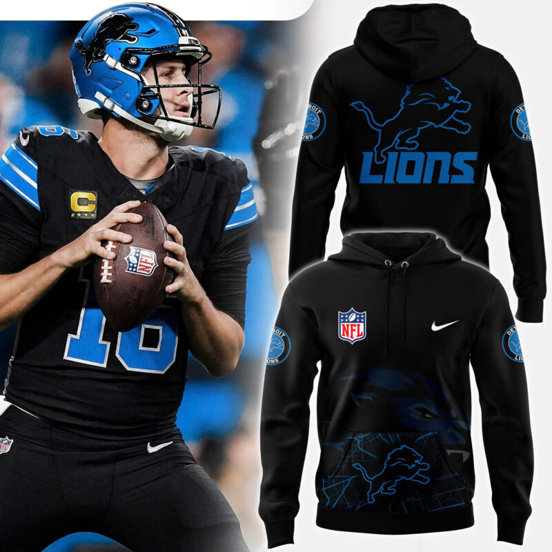 Men's Fanatics Full Black Detroit Lions Alternate Helmet Pullover Hoodie