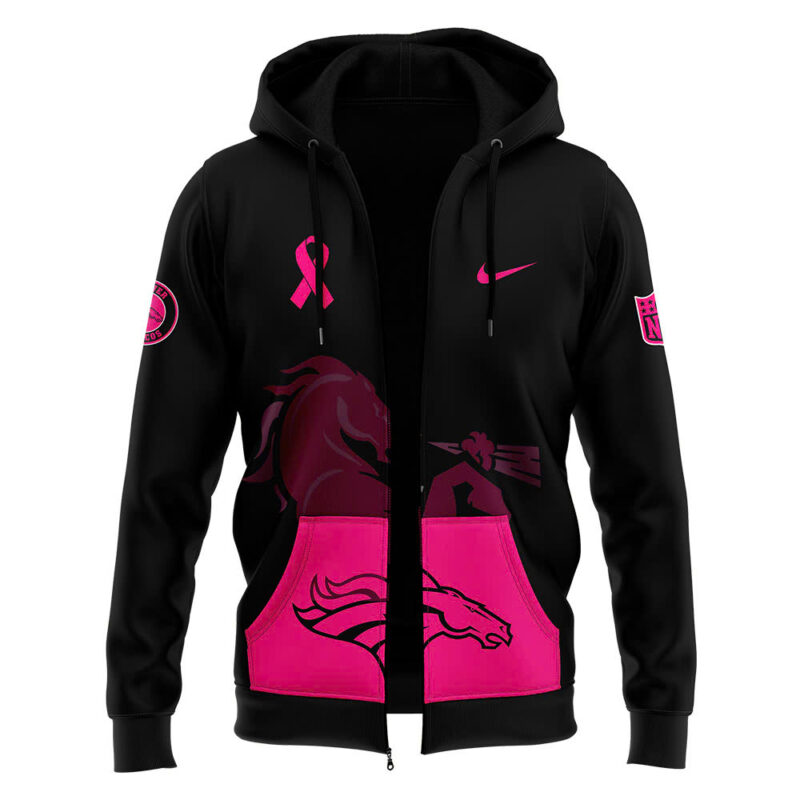 Men’s Nike Black Denver Broncos 2024 NFL Crucial Catch Club Pullover Zip Hoodie - Image 2
