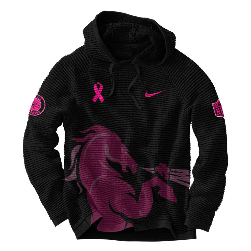 Men's Nike Black Denver Broncos 2024 NFL Crucial Catch Club Pullover Waffle Hoodie - Image 2