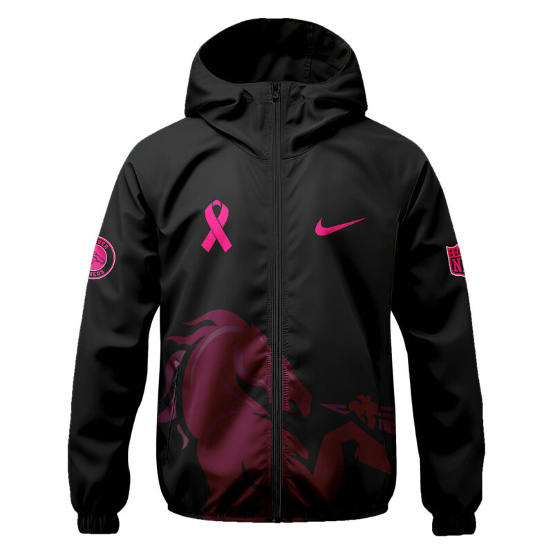 Men’s Nike Black Denver Broncos 2024 NFL Crucial Catch Hooded Wind Jacket - Image 2