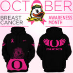 Women’s Nike Black Oregon Ducks Football 2024 Breast Cancer Hoodie