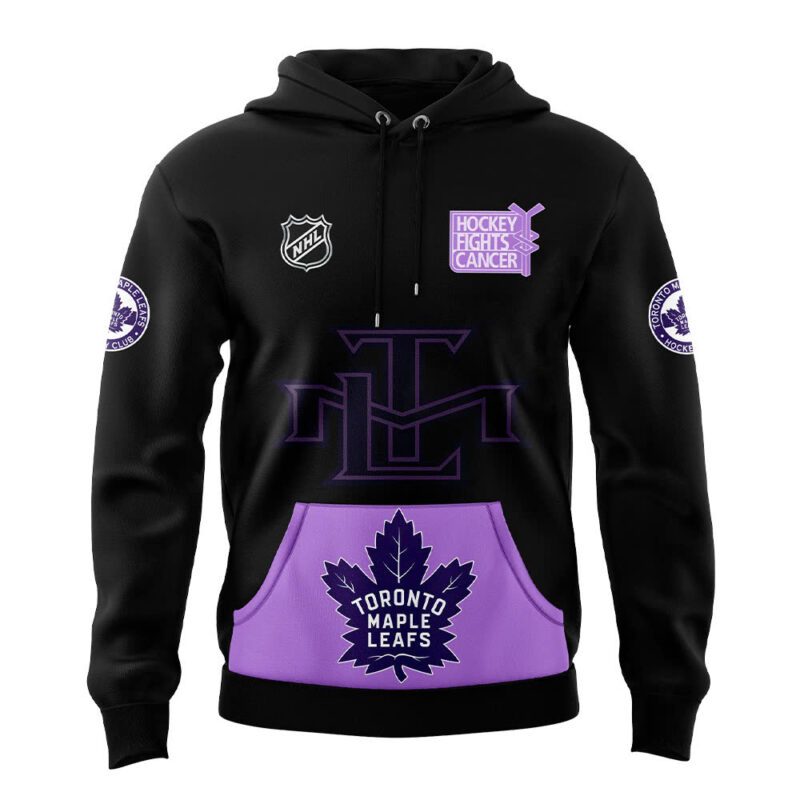 Toronto Maple Leafs x Hockey Fight Cancer 2024 Hoodie - Image 2