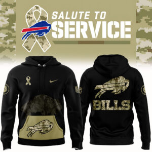 Men’s Nike Black Buffalo Bills 2024 Salute to Service Club Fleece Pullover Hoodie