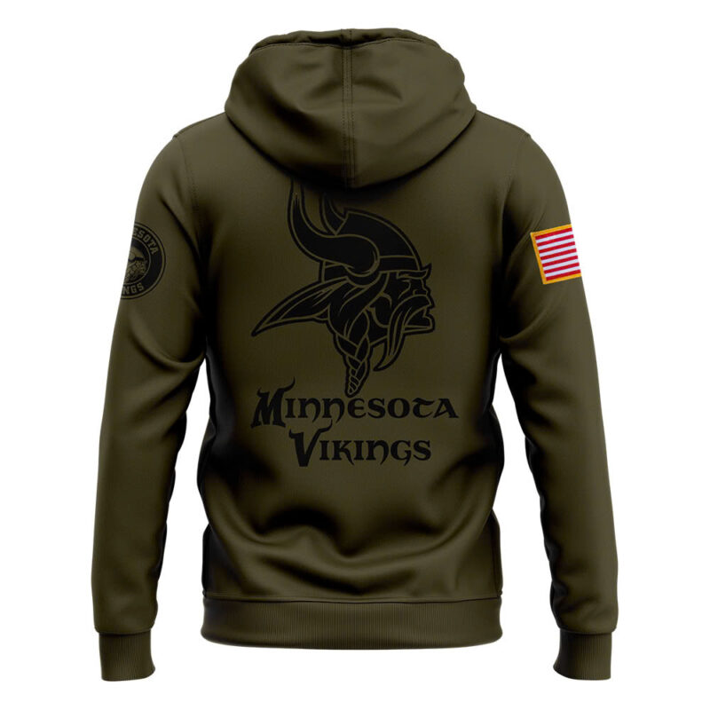 Men’s Minnesota Vikings Nike Camo 2024 Salute to Service Club Fleece Pullover Hoodie - Image 3