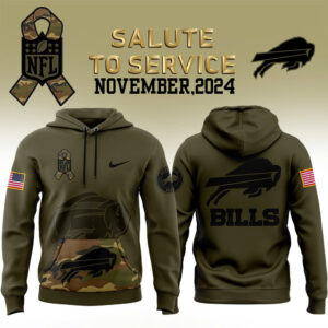Men’s Buffalo Bills Nike Camo 2024 Salute to Service Club Fleece Pullover Hoodie