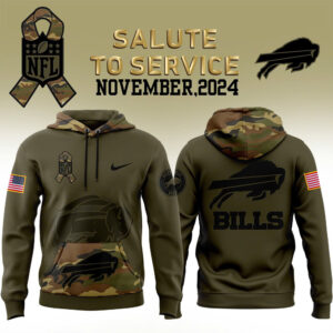 Men’s Buffalo Bills Nike Camo 2024 Salute to Service Club Fleece Pullover Hoodie V2