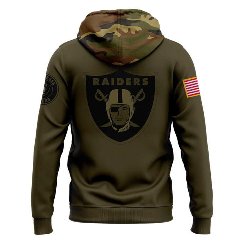 Men’s Las Vegas Raiders Nike Camo 2024 Salute to Service Club Fleece Pullover Hoodie V2 - Image 3