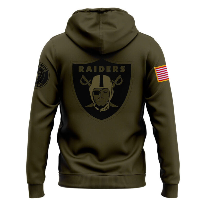 Men’s Las Vegas Raiders Nike Camo 2024 Salute to Service Club Fleece Pullover Hoodie - Image 3