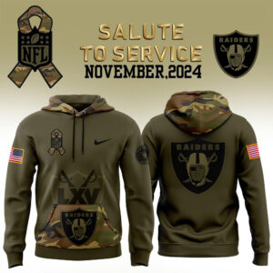 Men’s Las Vegas Raiders Nike Camo 2024 Salute to Service Club Fleece Pullover Hoodie V2