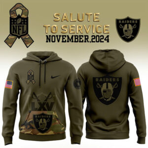 Men?s Las Vegas Raiders Nike Camo 2024 Salute to Service Club Fleece Pullover Hoodie
