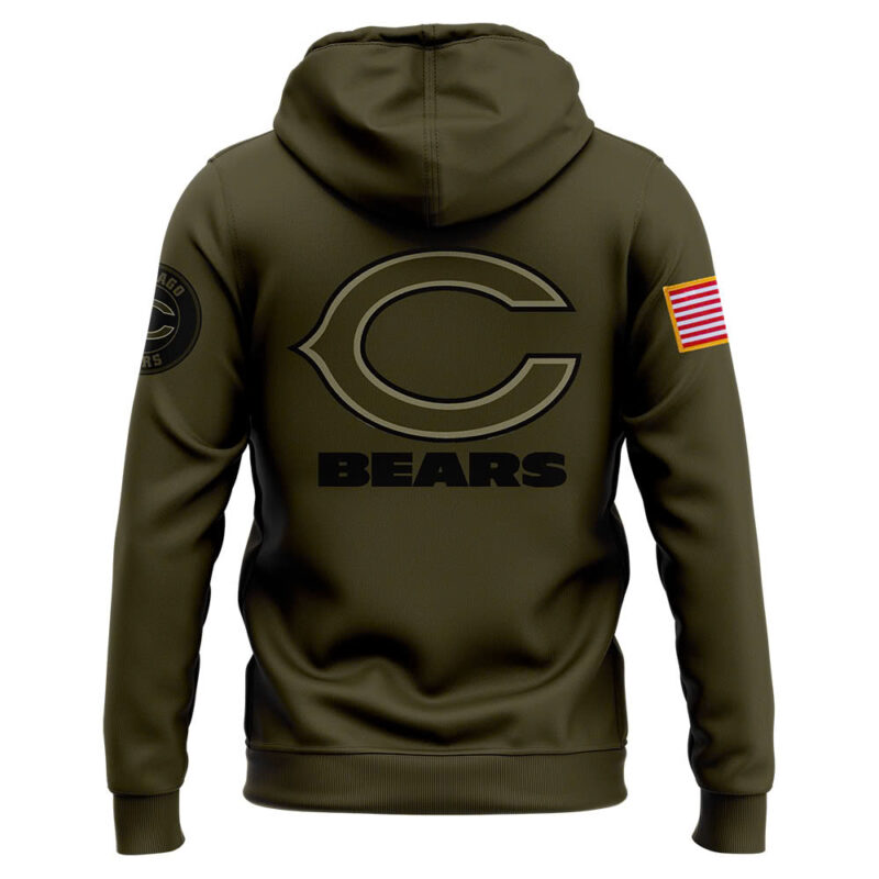Men’s Chicago Bears Nike Camo 2024 Salute to Service Club Fleece Pullover Hoodie - Image 3