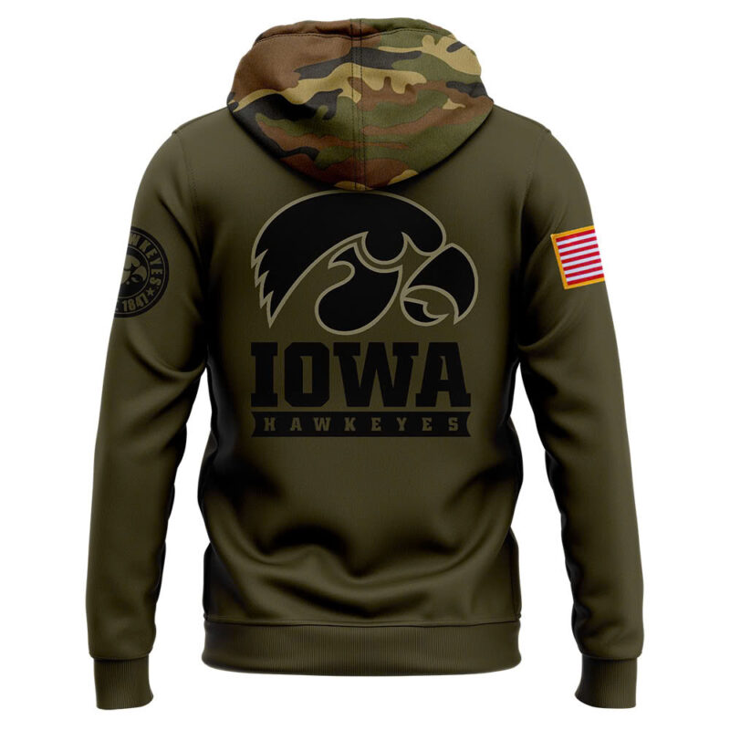 Iowa football Nike Camo 2024 Salute to Service Club Fleece Pullover Hoodie V2 - Image 3