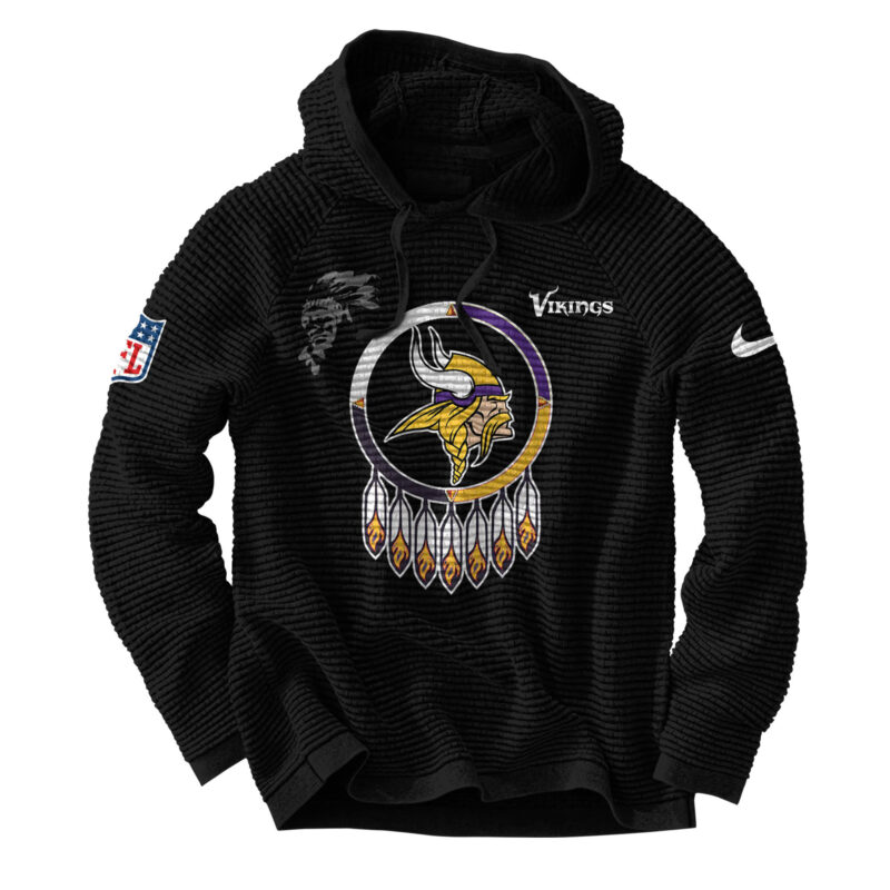 Unisex’s Nike Minnesota Vikings NFL 2024 Native American Heritage Month Premium Limited Waffle Hoodie - Image 2