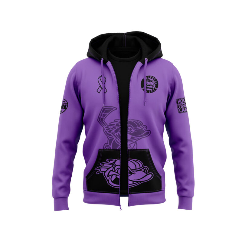 Toledo Walleye x Hockey Fights Cancer 2024 Zip Hoodie - Image 2