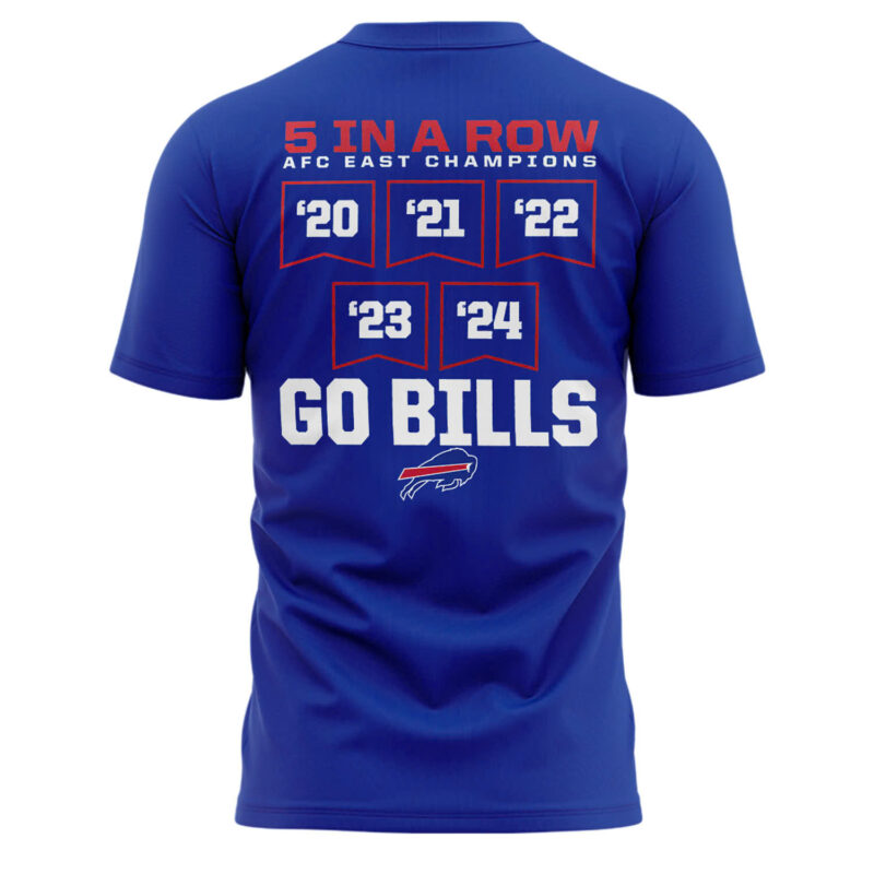Fanatics Buffalo Bills 5 Straight AFC East Division Champions Tee (Blue, Red, Gray, Black) - Image 3
