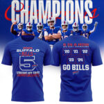 Fanatics Buffalo Bills 5 Straight AFC East Division Champions Tee (Blue, Red, Gray, Black)