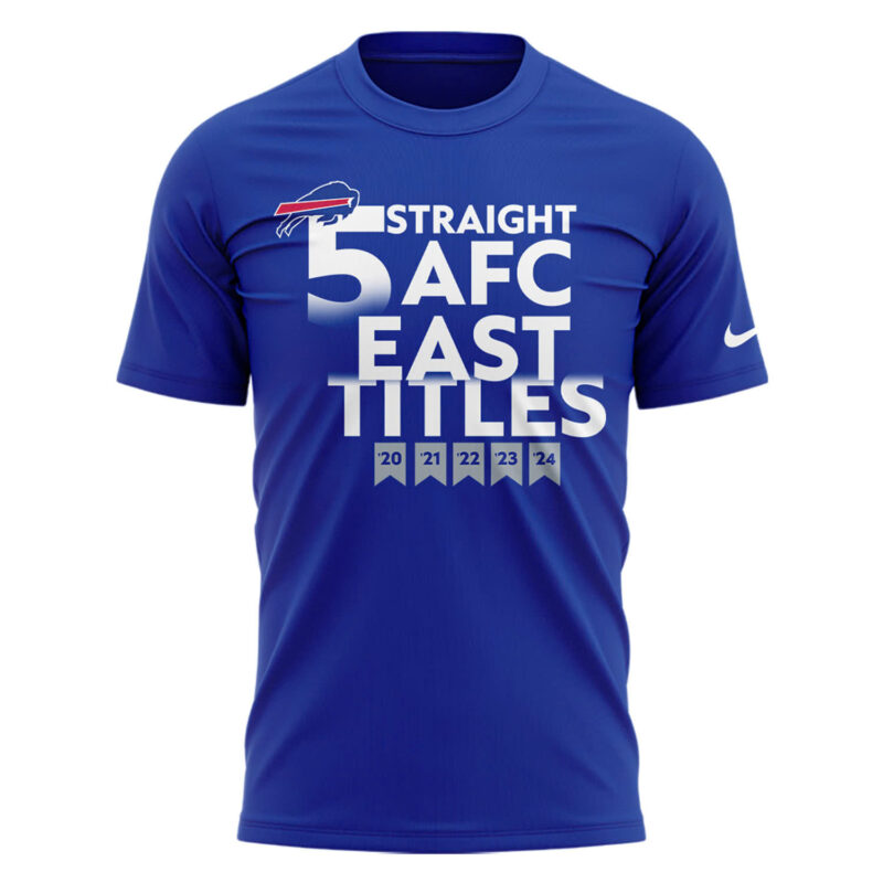 Buffalo Bills Nike Royal Five-Straight AFC East Division Champions Our Time Is Now Tee (Blue, Red, Gray, Black) - Image 2