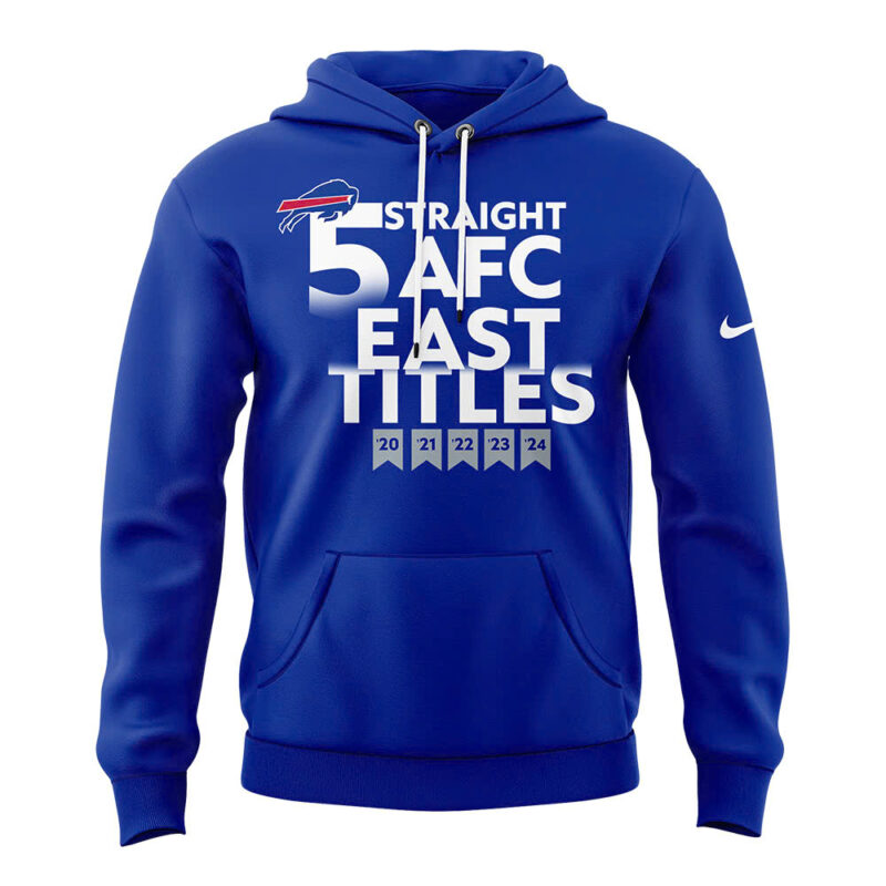 Buffalo Bills Nike Royal Five-Straight AFC East Division Champions Our Time Is Now Hoodie (Blue, Red, Gray, Black) - Image 2